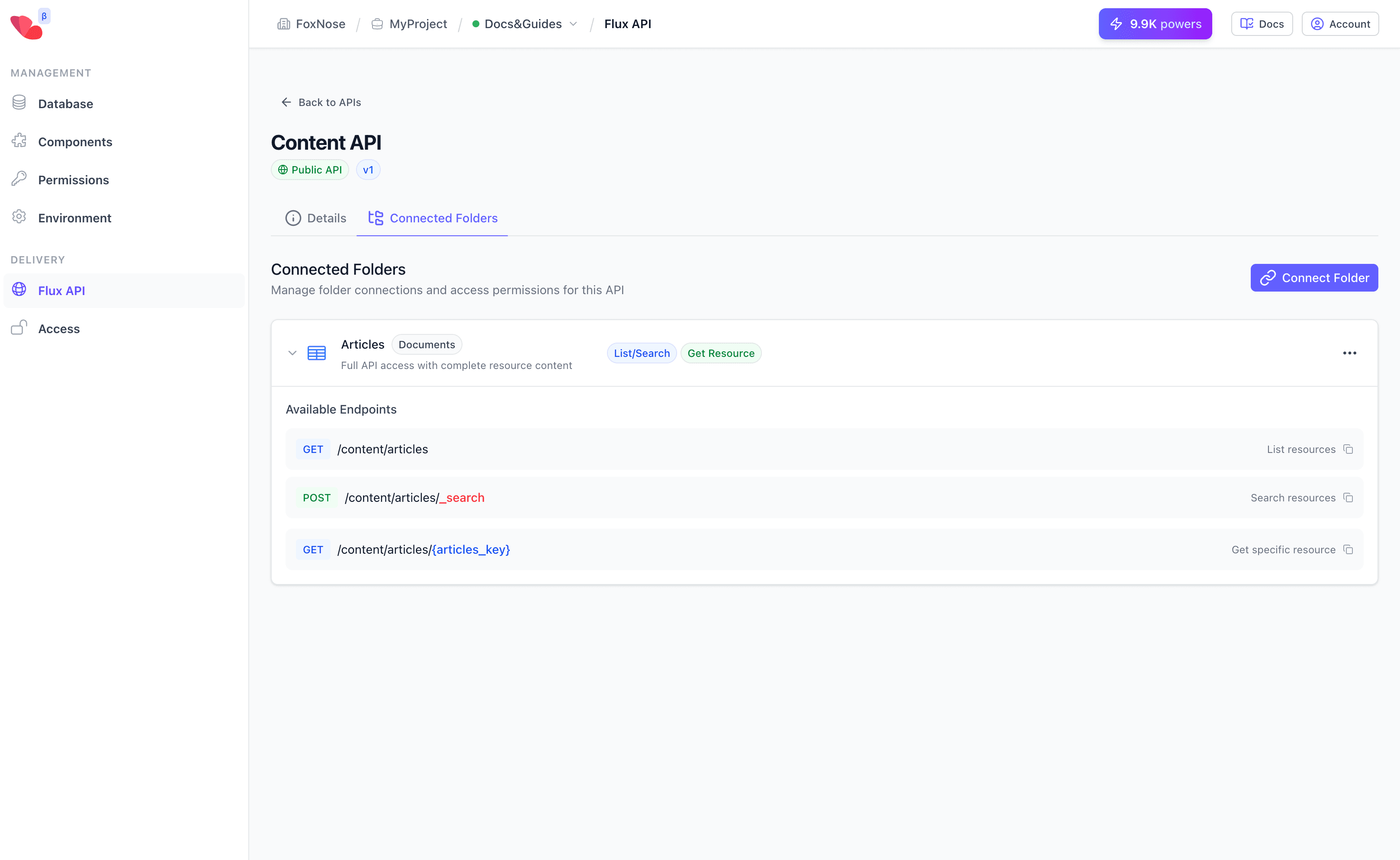 Expanded folder showing available API endpoints